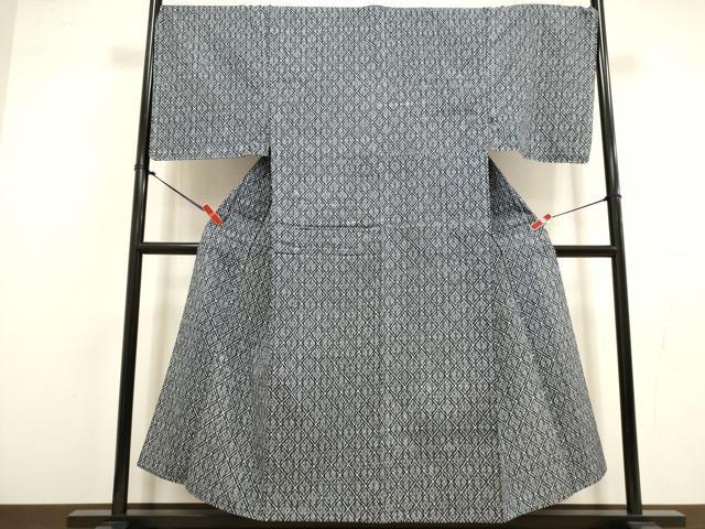 平和屋着物∴夏物　男性　浴衣　注染　手縫い　格子　隈取　綿　逸品　未使用　DABI8741cd