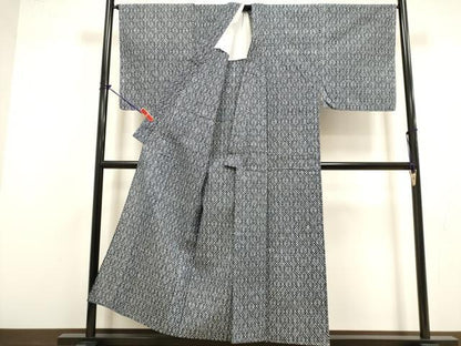 平和屋着物∴夏物　男性　浴衣　注染　手縫い　格子　隈取　綿　逸品　未使用　DABI8741cd