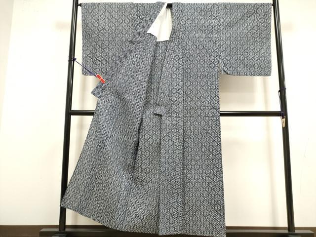 平和屋着物∴夏物　男性　浴衣　注染　手縫い　格子　隈取　綿　逸品　未使用　DABI8741cd