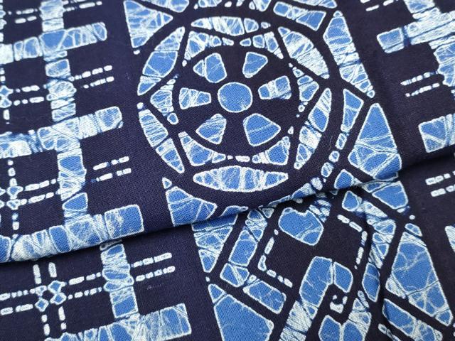 平和屋着物∴夏物　男性　浴衣　注染　源氏車文　綿　逸品　未使用　DABI8745cd