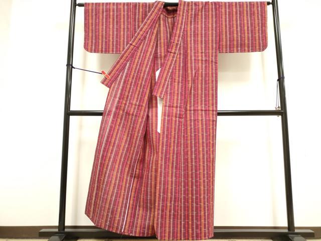 平和屋着物∴夏物　阿波しじら織　浴衣　格子　綿　逸品　未使用　DABI8751cd