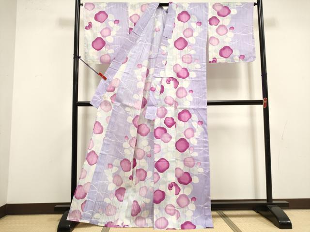 平和屋着物∴夏物　浴衣　草葉文　綿　逸品　DABI8758cd