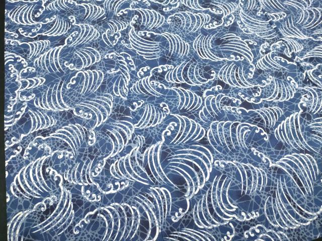 平和屋着物∴夏物　浴衣　注染　手縫い　荒波文　綿　逸品　DABI8766cd