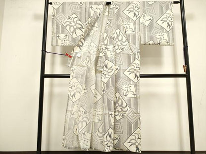 平和屋着物∴夏物　男性　小紋・浴衣兼用　隈取　綿麻　逸品　DABI8768cd