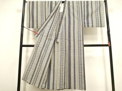 平和屋着物∴夏物　男性　注染　松皮菱間道　浴衣　綿　逸品　DABI8771cd
