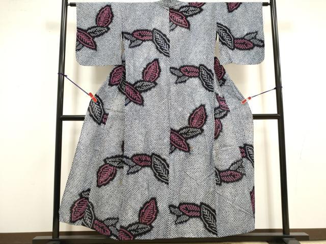 平和屋着物∴夏物　浴衣　有松鳴海絞り　草葉文　綿　逸品　DABI8784cd