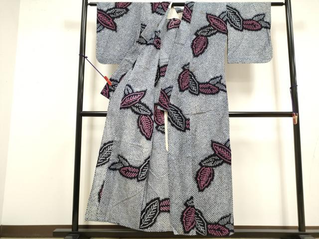 平和屋着物∴夏物　浴衣　有松鳴海絞り　草葉文　綿　逸品　DABI8784cd