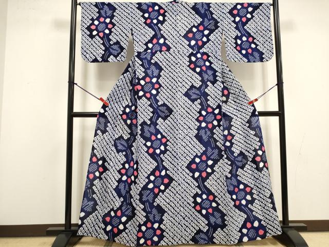 平和屋着物∴夏物　浴衣　有松鳴海絞り　向日葵　ひまわり　綿　逸品　DABI8789cd