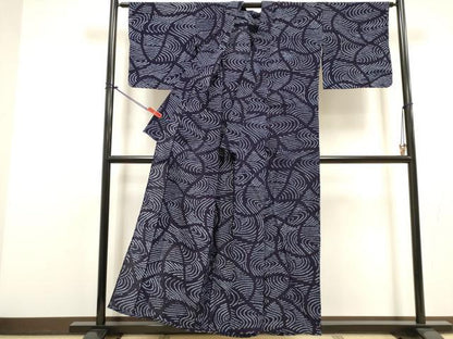 平和屋着物∴夏物　浴衣　有松鳴海絞り　流水文　綿　逸品　DABI8790cd