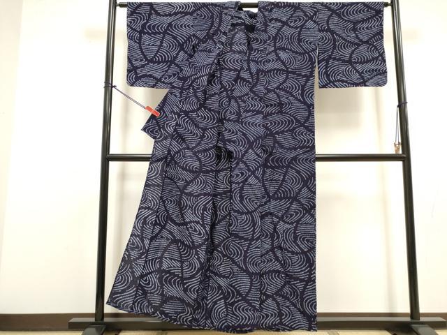 平和屋着物∴夏物　浴衣　有松鳴海絞り　流水文　綿　逸品　DABI8790cd