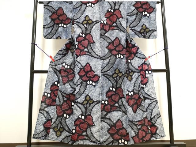 平和屋着物∴夏物　浴衣　有松鳴海絞り　草花文　綿　逸品　DABI8791cd