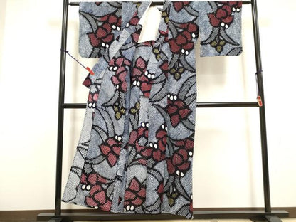 平和屋着物∴夏物　浴衣　有松鳴海絞り　草花文　綿　逸品　DABI8791cd