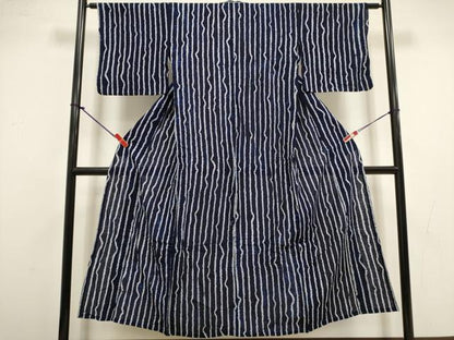 平和屋着物∴夏物　浴衣　有松鳴海絞り　縞　綿　逸品　DABI8792cd
