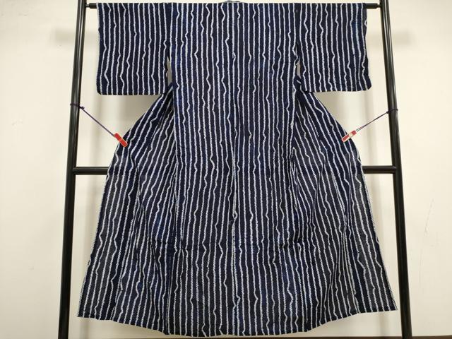 平和屋着物∴夏物　浴衣　有松鳴海絞り　縞　綿　逸品　DABI8792cd
