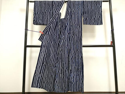 平和屋着物∴夏物　浴衣　有松鳴海絞り　縞　綿　逸品　DABI8792cd