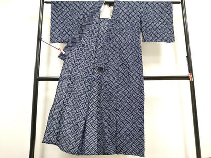 平和屋着物∴夏物　浴衣　有松鳴海絞り　菱文　綿　逸品　DABI8793cd