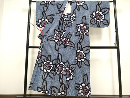 平和屋着物∴夏物　浴衣　有松鳴海絞り　舞花文　綿　逸品　DABI8796cd