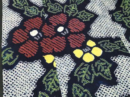 平和屋着物∴夏物　浴衣　有松鳴海絞り　草花文　綿　逸品　DABI8798cd