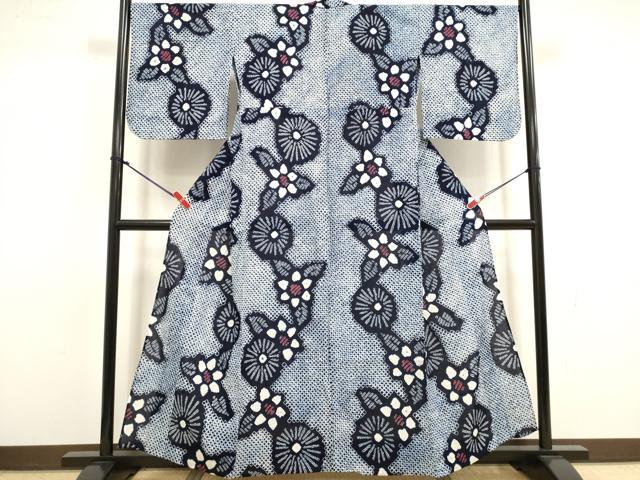 平和屋着物∴夏物　浴衣　有松鳴海絞り　花繋ぎ　綿　逸品　DABI8800cd