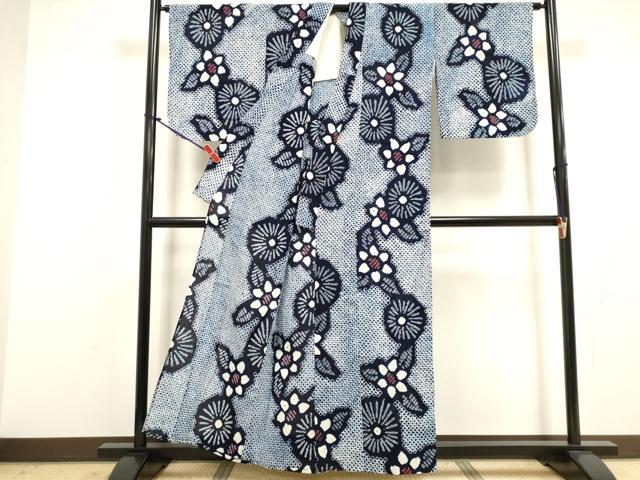 平和屋着物∴夏物　浴衣　有松鳴海絞り　花繋ぎ　綿　逸品　DABI8800cd