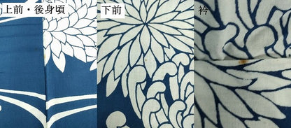 平和屋着物∴夏物　浴衣　注染　手縫い　流水花文　乱菊　綿　逸品　DABI8805cd