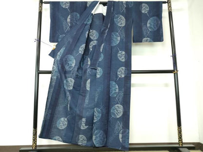 平和屋着物∴夏物　阿波しじら織　浴衣　間道　団扇　綿　逸品　DABI8806cd