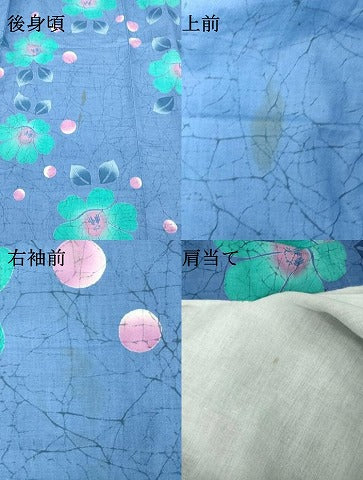 平和屋着物∴夏物　浴衣　注染　手縫い　草花文　椿　逸品　DABI8807cd