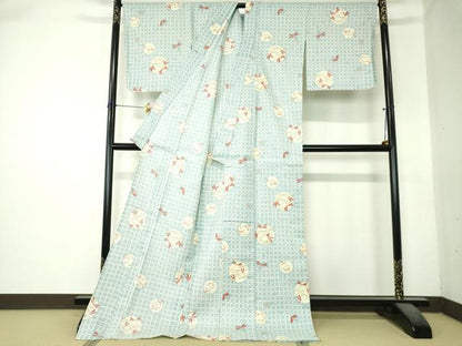 平和屋着物∴夏物　浴衣　手縫い　丸文　トンボ　ロング丈　逸品　未使用　DABI8812cd