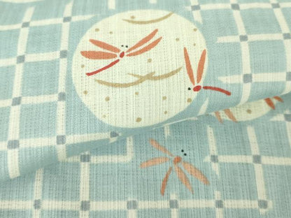 平和屋着物∴夏物　浴衣　手縫い　丸文　トンボ　ロング丈　逸品　未使用　DABI8812cd