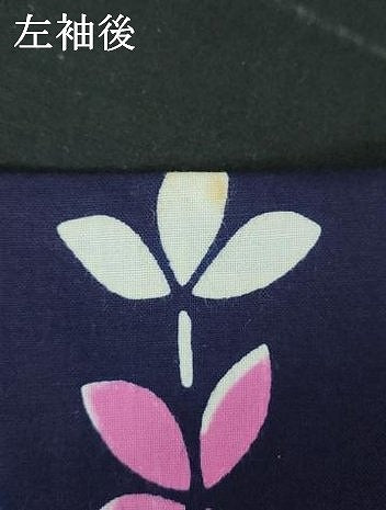 平和屋着物∴夏物　浴衣　注染　手縫い　草花文　綿　逸品　DABI8814cd