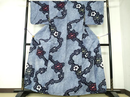 平和屋着物∴夏物　浴衣　有松鳴海絞り　花蝶文　綿　逸品　DABI8820cd