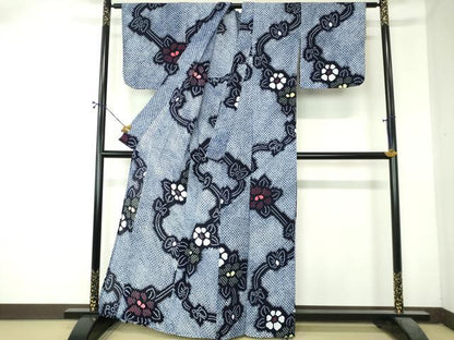 平和屋着物∴夏物　浴衣　有松鳴海絞り　花蝶文　綿　逸品　DABI8820cd