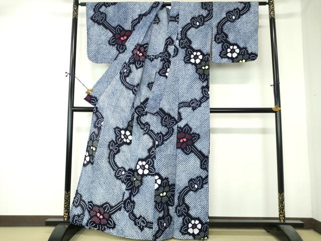 平和屋着物∴夏物　浴衣　有松鳴海絞り　花蝶文　綿　逸品　DABI8820cd