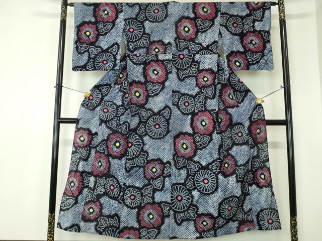 平和屋着物∴夏物　浴衣　有松鳴海絞り　草花文　綿　逸品　DABI8821cd