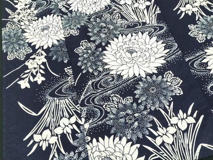 平和屋着物∴夏物　浴衣　流水花文　綿　逸品　DABI8822cd