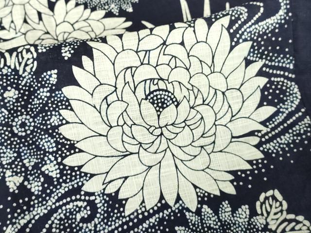 平和屋着物∴夏物　浴衣　流水花文　綿　逸品　DABI8822cd
