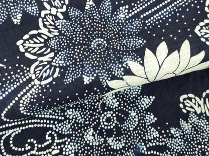 平和屋着物∴夏物　浴衣　流水花文　綿　逸品　DABI8822cd
