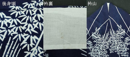 平和屋着物∴夏物　浴衣　綿絽　注染　手縫い　人物文　笹竹　綿　逸品　DABI8827cd