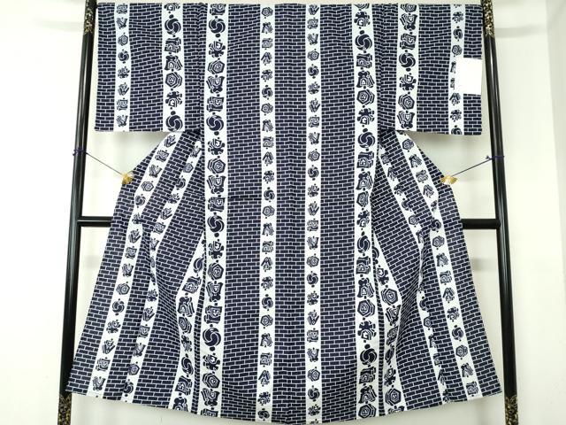 平和屋着物∴夏物　男性　浴衣　注染　纏間道　綿　逸品　DABI8830cd