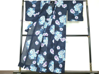平和屋着物∴夏物　浴衣　注染　枝花文　桔梗　キキョウ　逸品　DABI8831cd