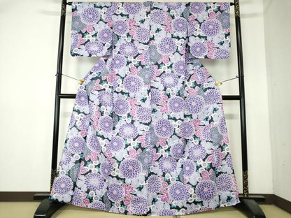 平和屋着物∴夏物　浴衣　菊尽くし　綿　逸品　DABI8832cd