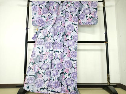 平和屋着物∴夏物　浴衣　菊尽くし　綿　逸品　DABI8832cd