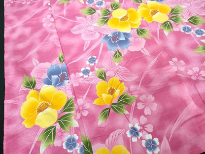 平和屋着物∴夏物　浴衣　草花文　綿　逸品　DABI8833cd