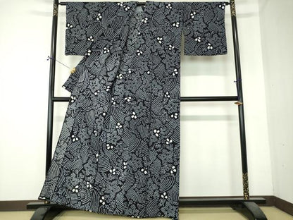 平和屋着物∴夏物　浴衣　有松鳴海絞り　舞花文　綿　逸品　DABI8835cd