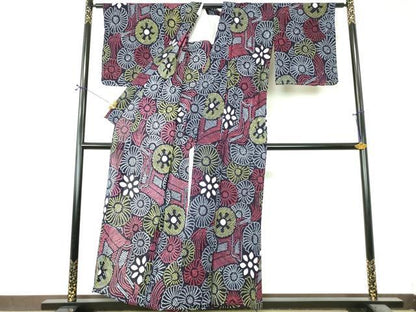 平和屋着物∴夏物　浴衣　有松鳴海絞り　御所車花文　綿　逸品　未使用　DABI8836cd