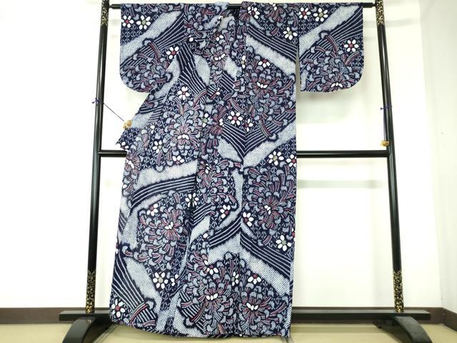 平和屋着物∴夏物　浴衣　有松鳴海絞り　乱菊　綿　逸品　DABI8838cd