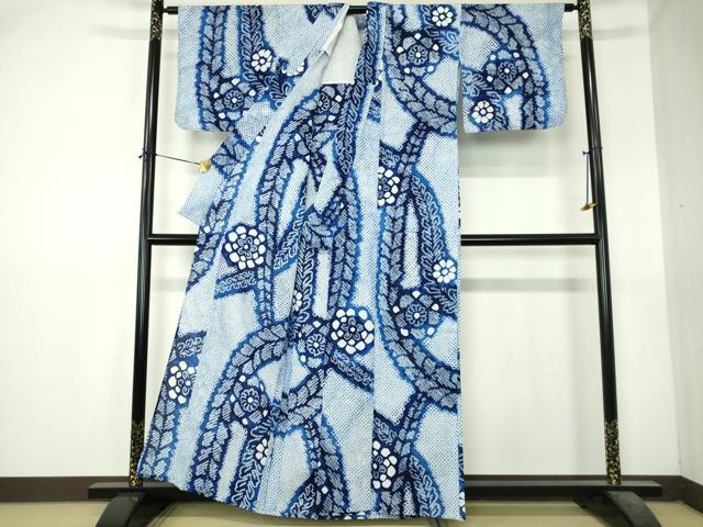 平和屋着物∴夏物　浴衣　有松鳴海絞り　草花文　綿　逸品　未使用　DABI8842cd