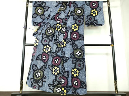 平和屋着物∴夏物　浴衣　有松鳴海絞り　草花文　綿　逸品　DABI8843cd