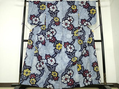 平和屋着物∴夏物　浴衣　有松鳴海絞り　枝花文　綿　逸品　DABI8846cd