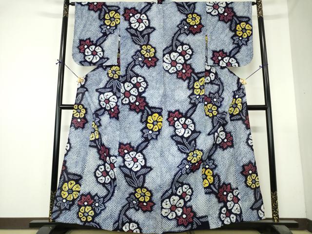 平和屋着物∴夏物　浴衣　有松鳴海絞り　枝花文　綿　逸品　DABI8846cd